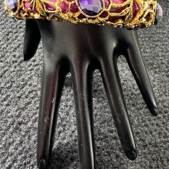 Womens Multicolor Amethyst Stone Round Shape Traditional Bangle - Picture 9 of 12